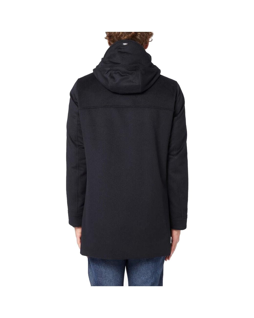 Herno Blue Wool C Mere Hooded Coat for men