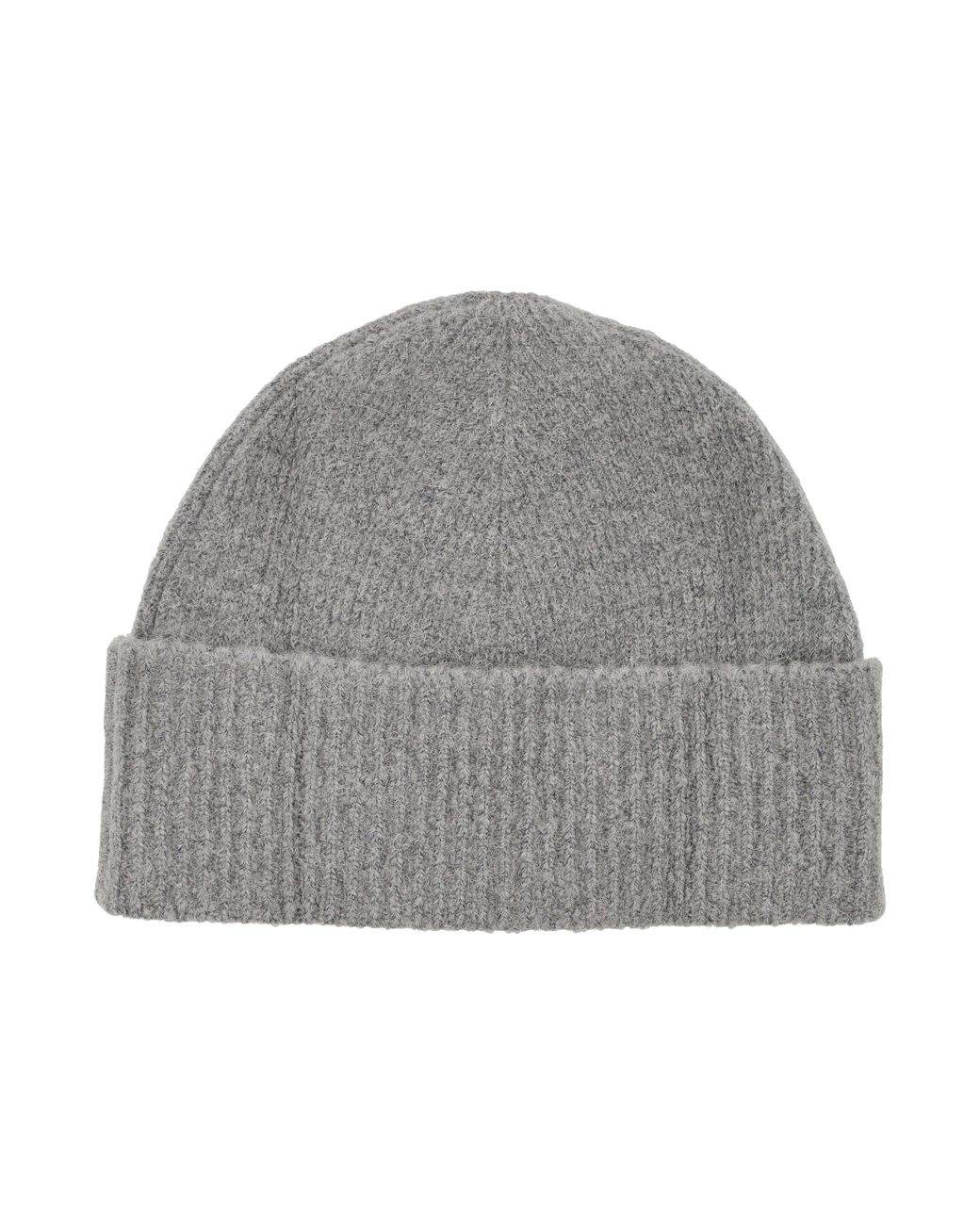 AMI Gray Wool-Blend Ribbed Beanie Hat