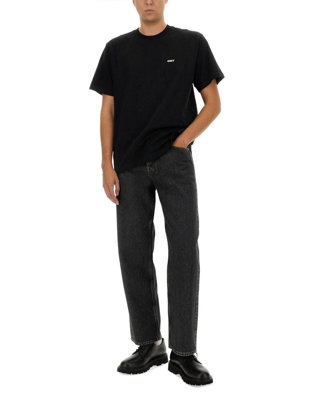 Obey Black T-Shirt With Logo for men
