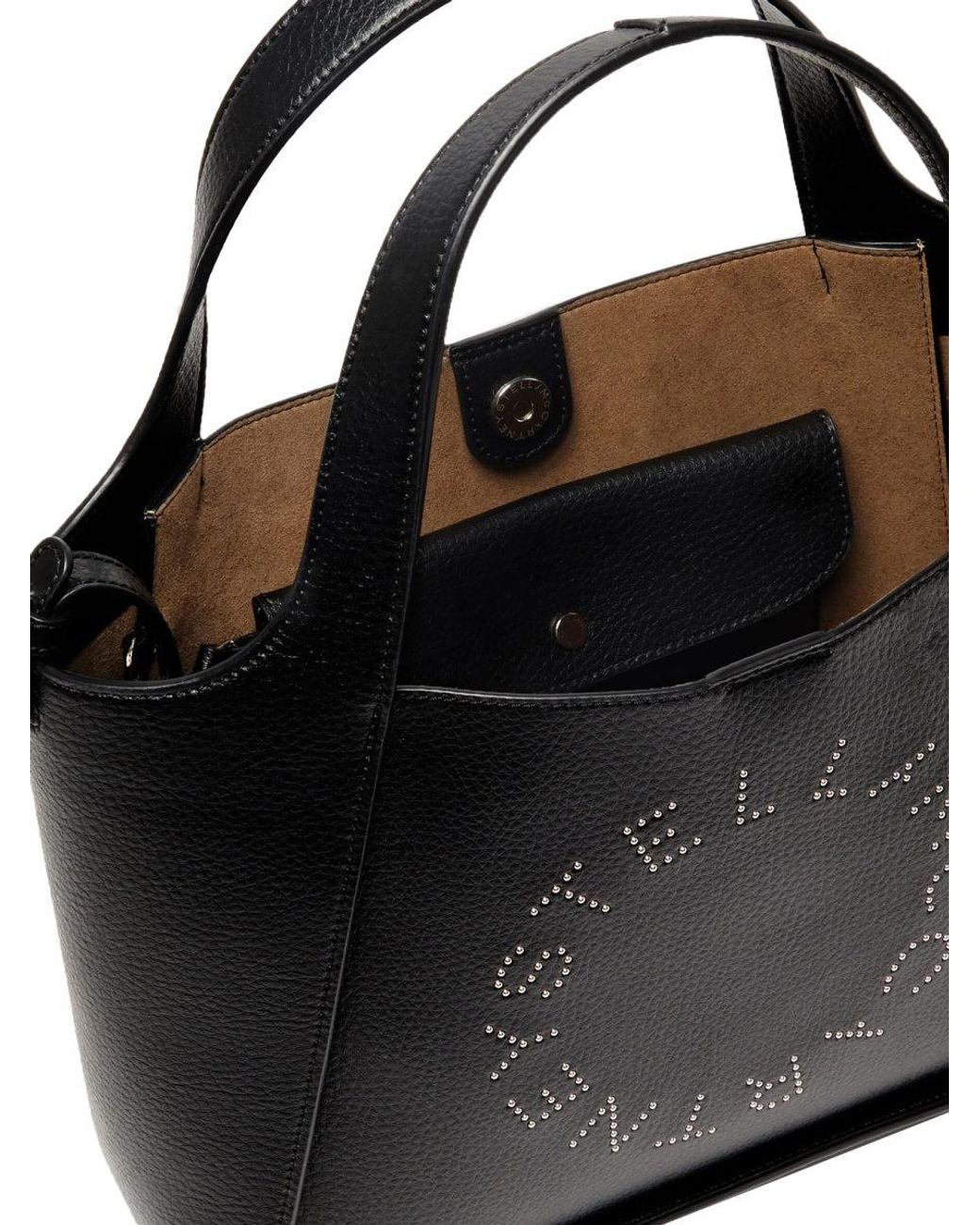 Stella McCartney Black Tote Bag With Logo Polyamide Shoulder