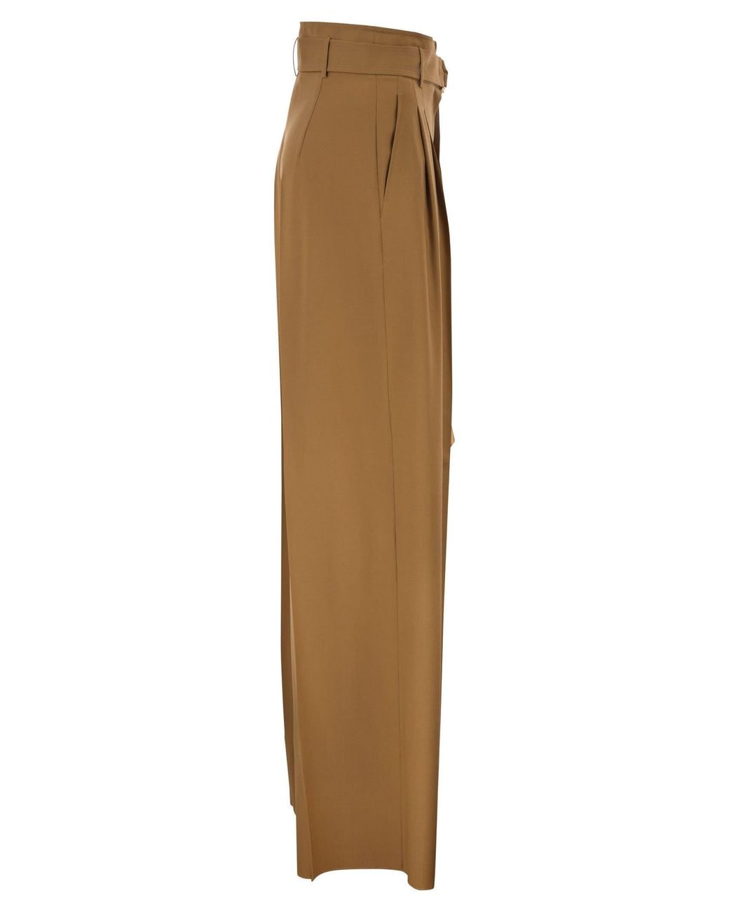 Max Mara Natural Maxmara Studio Mstserio – Wide-Leg Pure Wool Trousers With Belt
