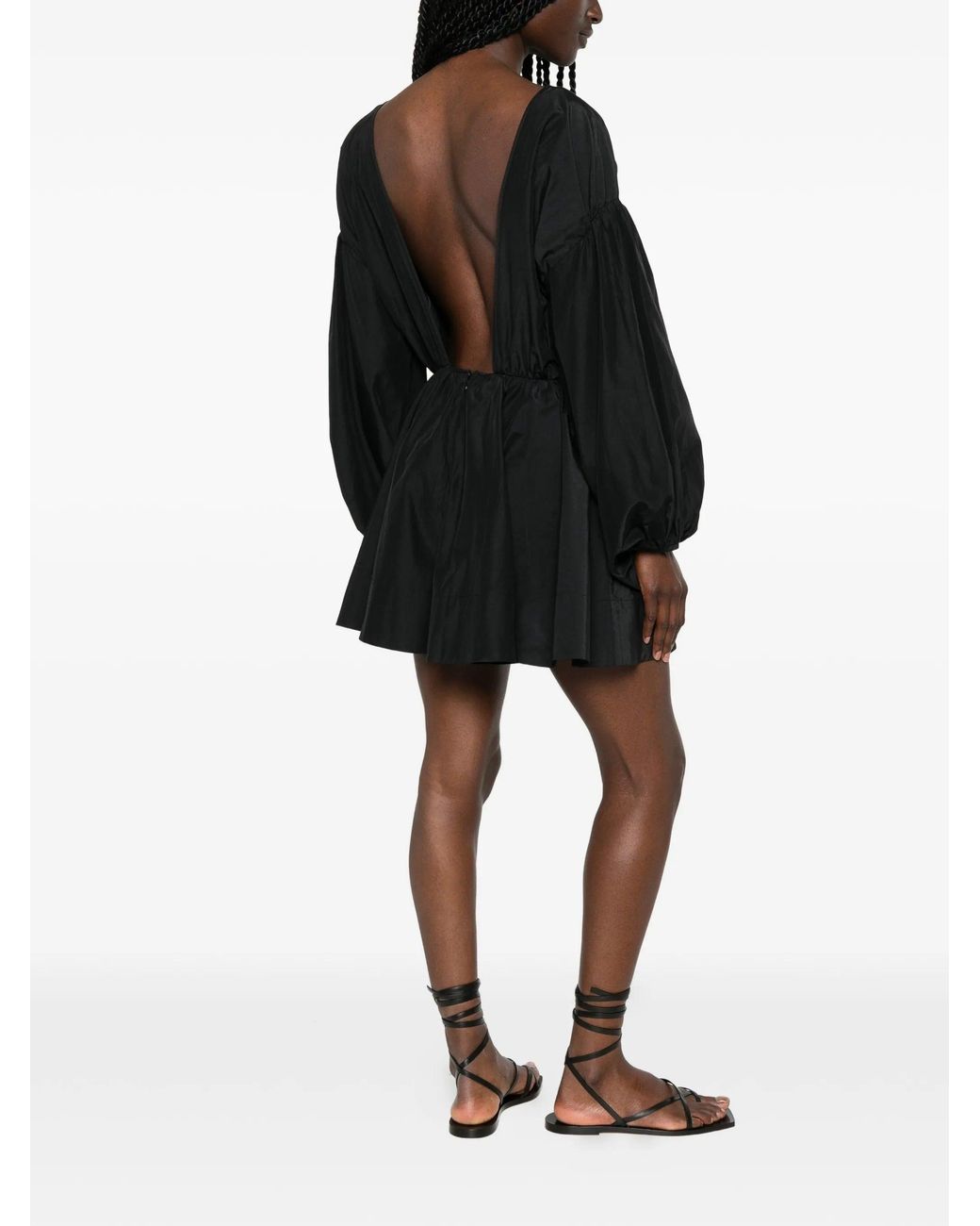 ANDAMANE Black Clara Open Back Flared Playsuit
