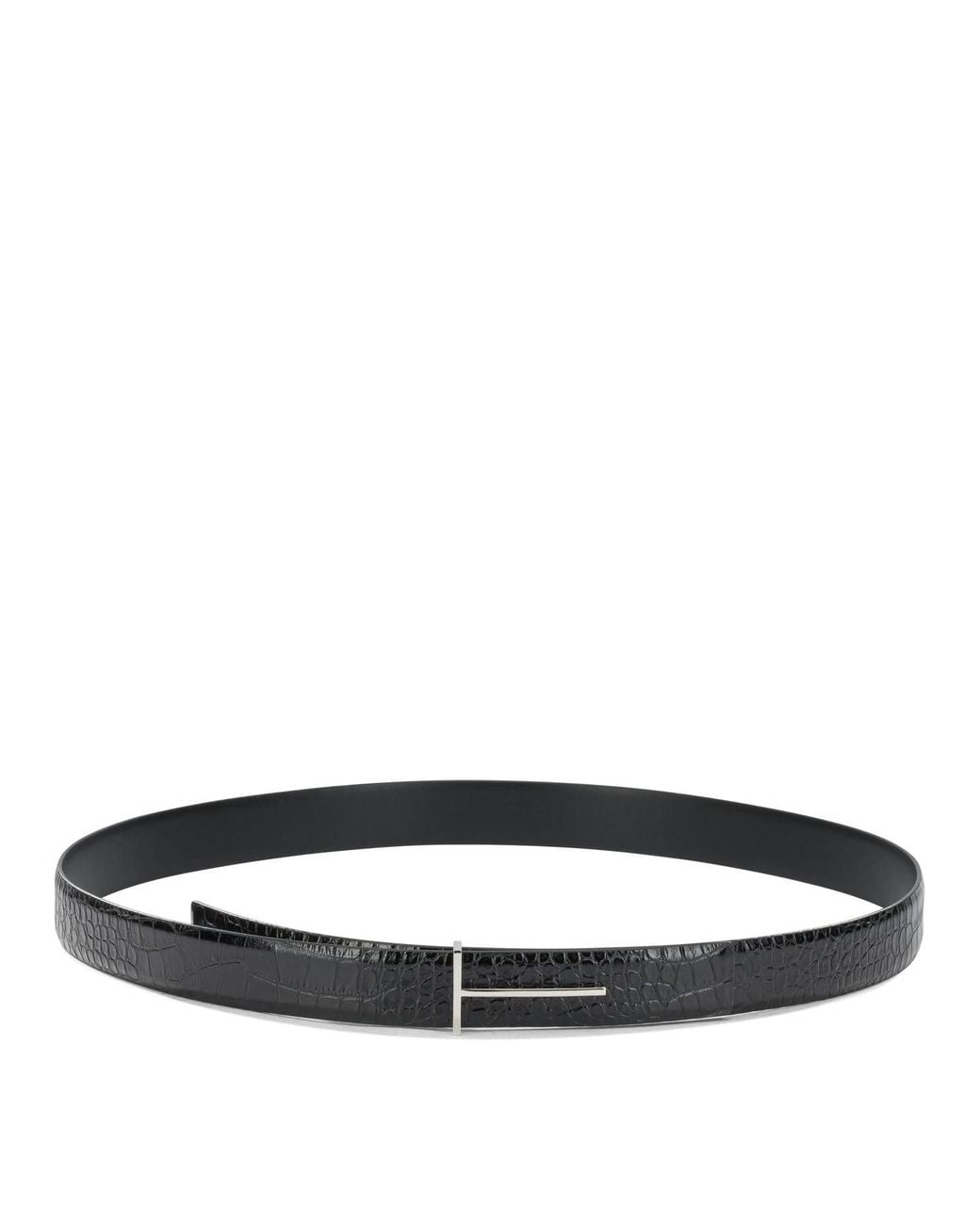 Tom Ford White "T Line" Leather Belt
