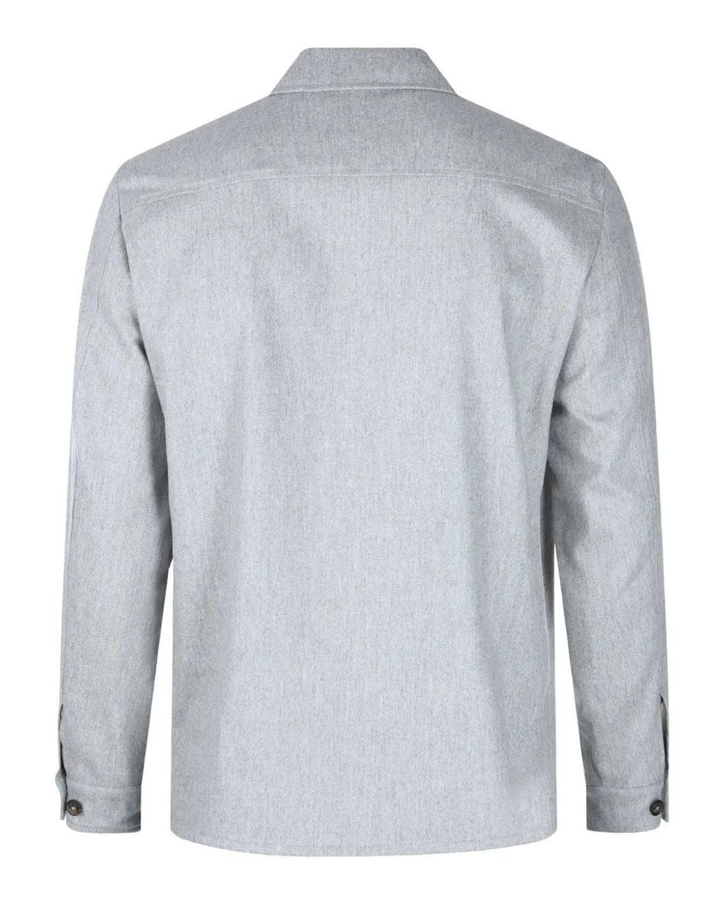 Eleventy Blue Shirt Jacket With Pockets