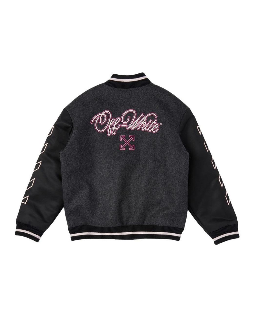 Off-White c/o Virgil Abloh Black Kids Patch Varsity Jacket