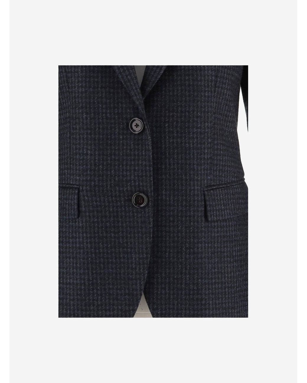 Lardini Black Wool-Blend Check Pattern Jacket