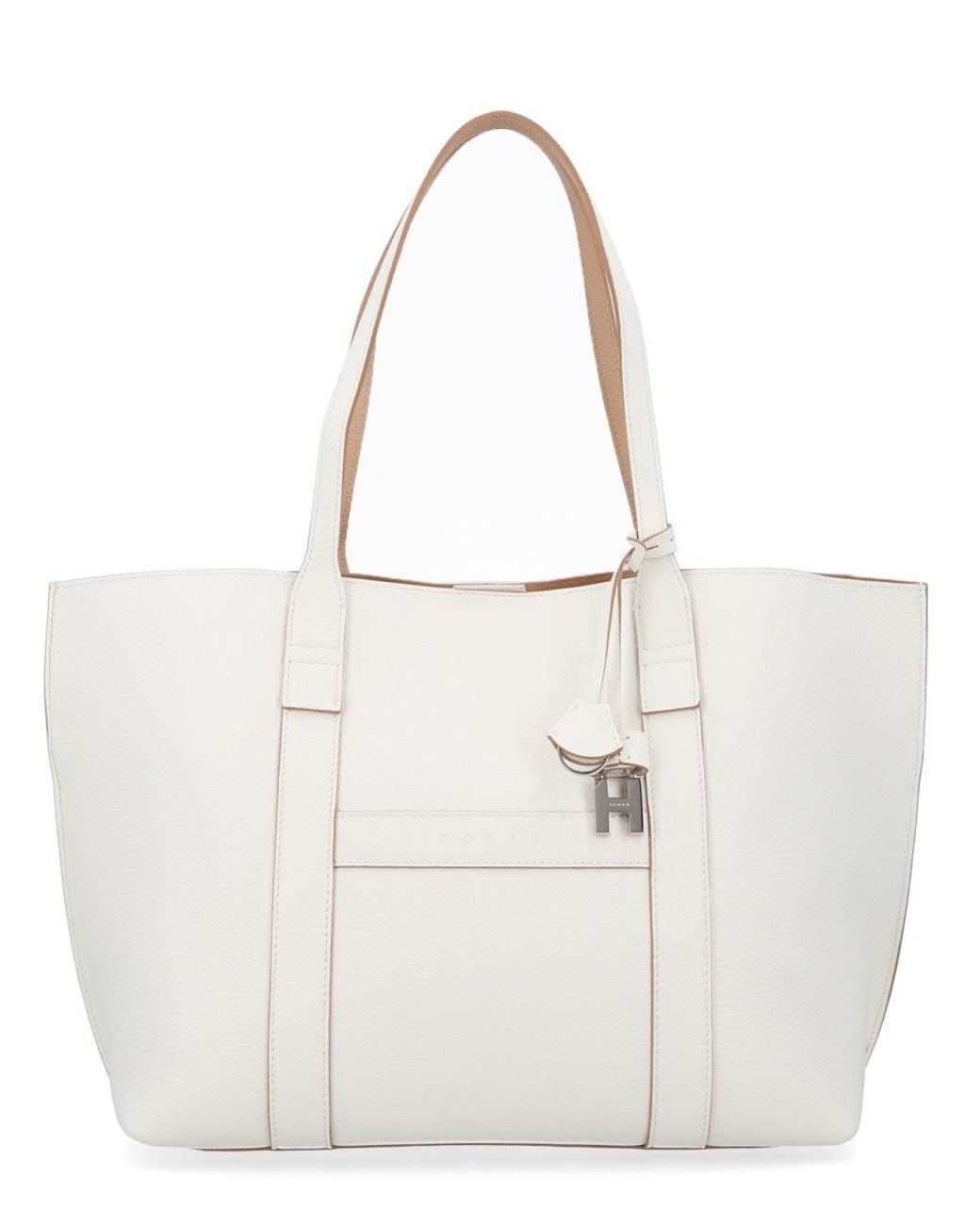 Hogan White Script Shopping Bag Medium For