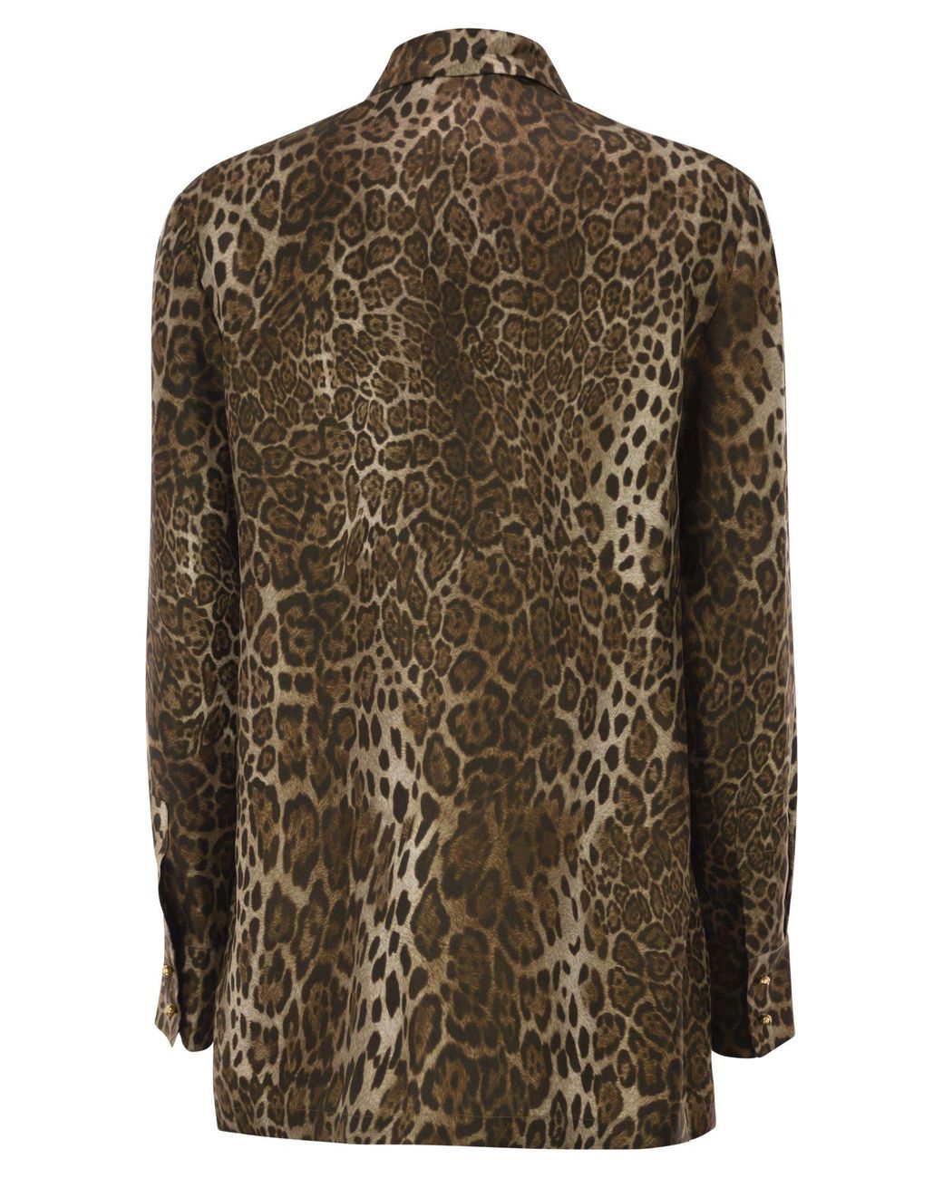 Max Mara Brown Maxmara Studio Mstaffari – Pure Silk Animal-Print Shirt