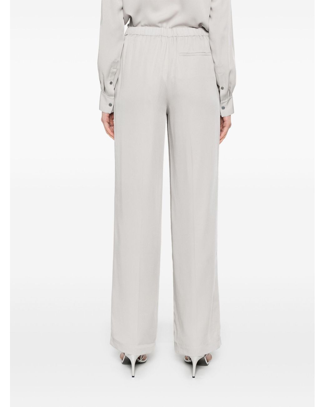 Theory White Wide-Leg Pull On Trousers