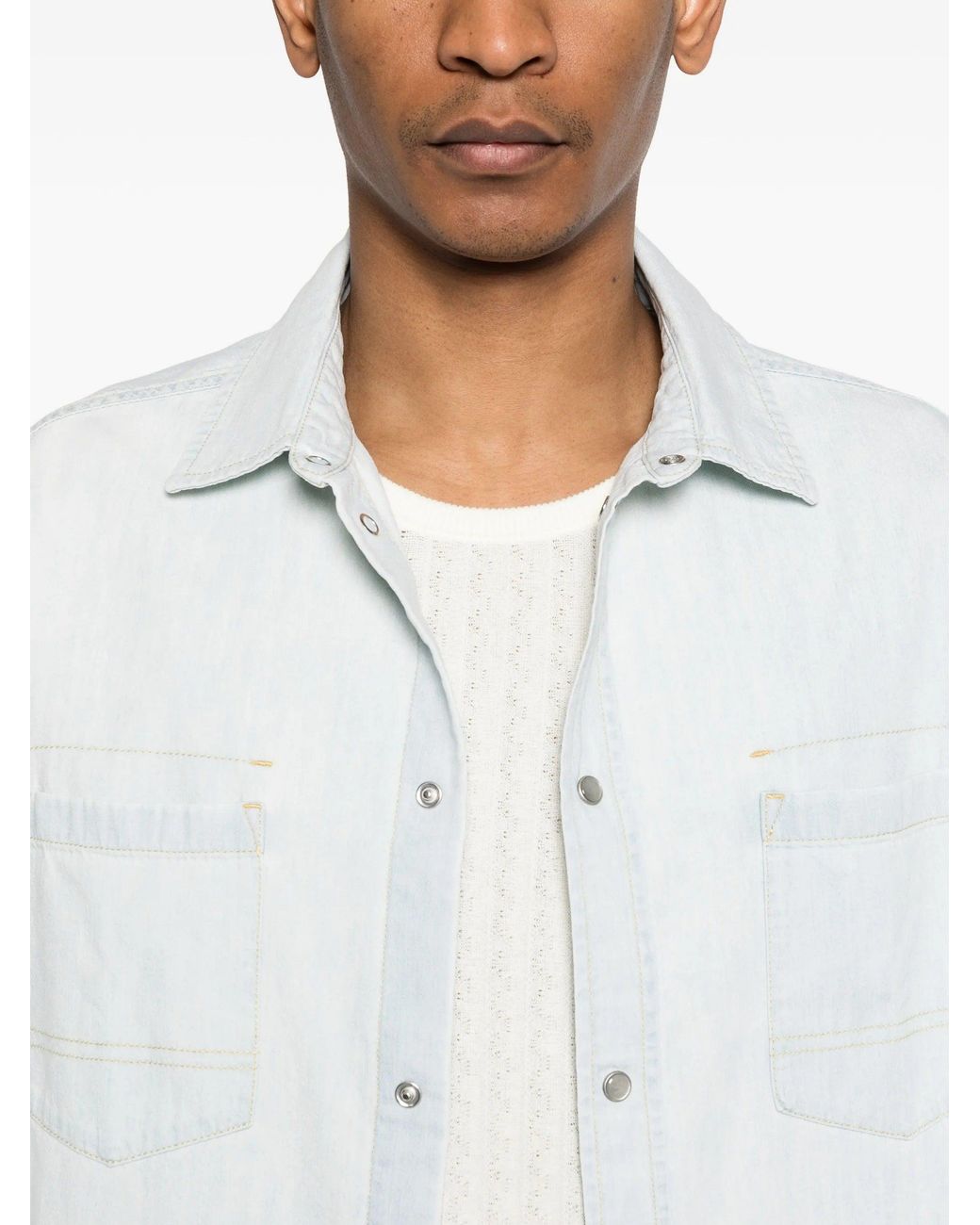 Golden Goose Deluxe Brand White Journey M's Over Shirt Pedro Pastel Full Sky Wash