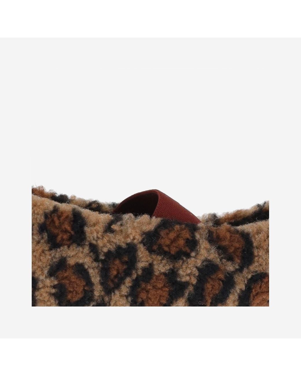 Moon Boot Brown Shearling Flats With Animal Print