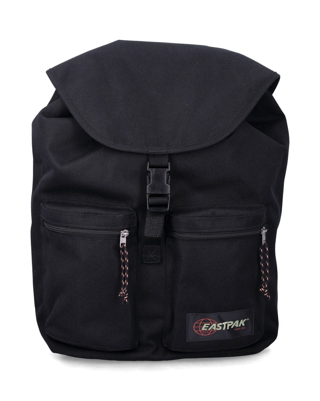 Eastpak Blue Canvas Roll-Top Backpack With Front Zip Pockets