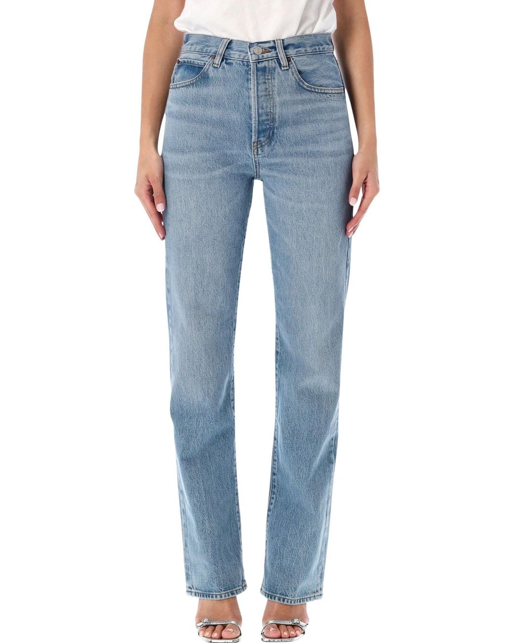 FRAME Blue The Vertical Straight-Leg Jeans