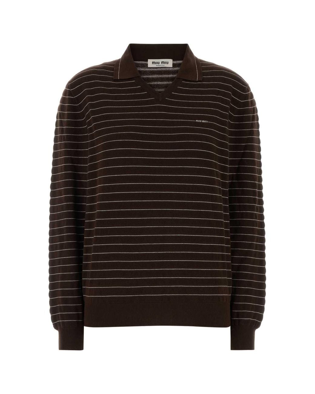 Miu Miu Black Embroidered Cotton Polo Shirt
