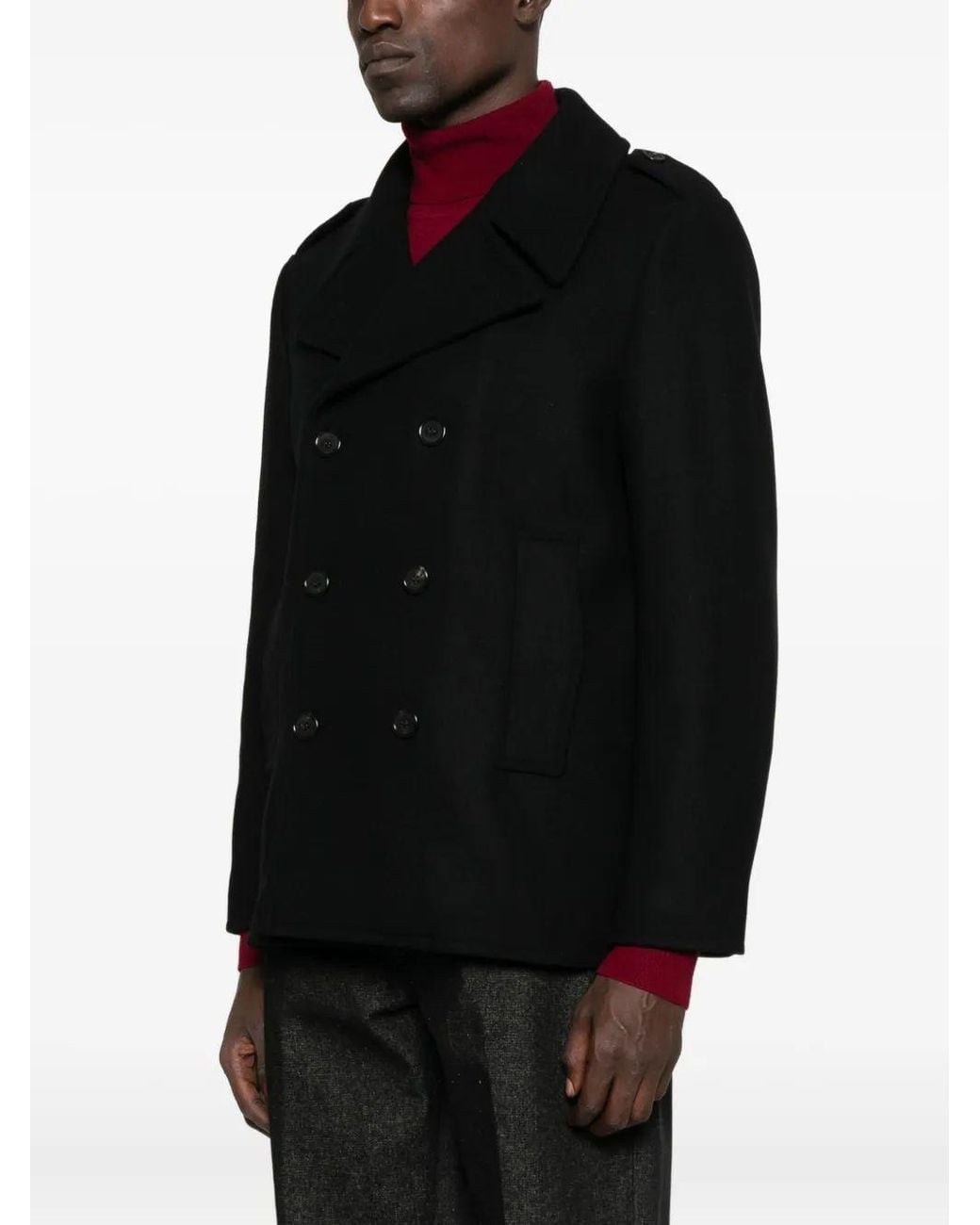 Saint Laurent Black Manteau M42 I Retouche Army Feu