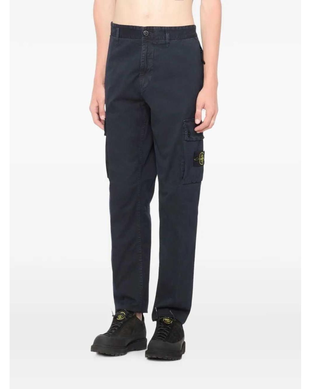 Stone Island Blue Cargo Pocket Trousers for men
