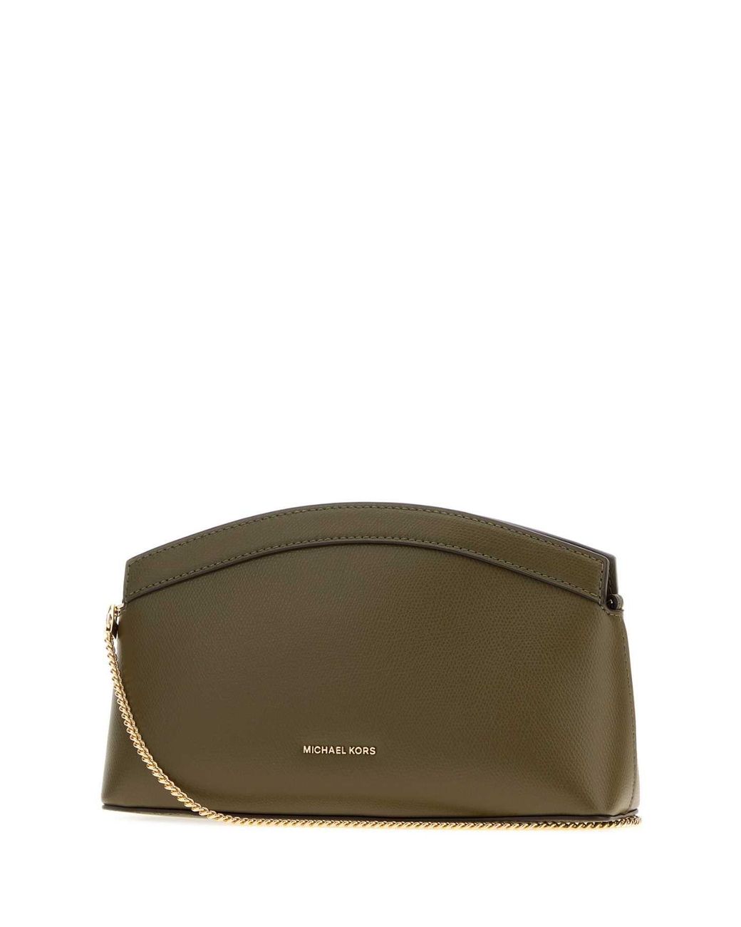MICHAEL Michael Kors Green Small Athena Leather Clutch With Adjustable Shoulder Strap