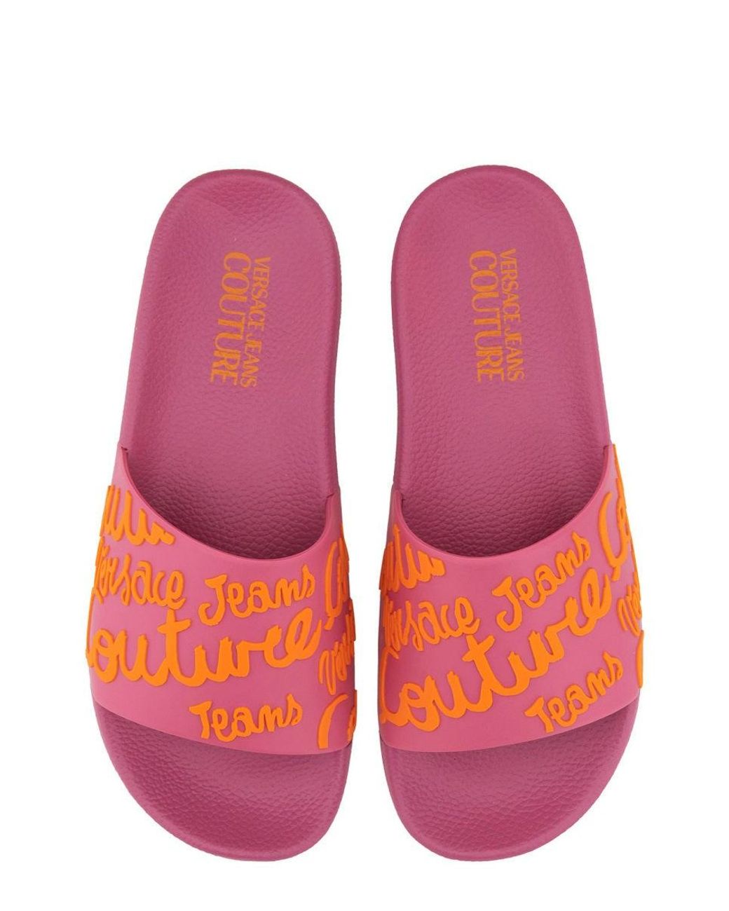 Versace Jeans Couture Pink Slide Sandal With Logo