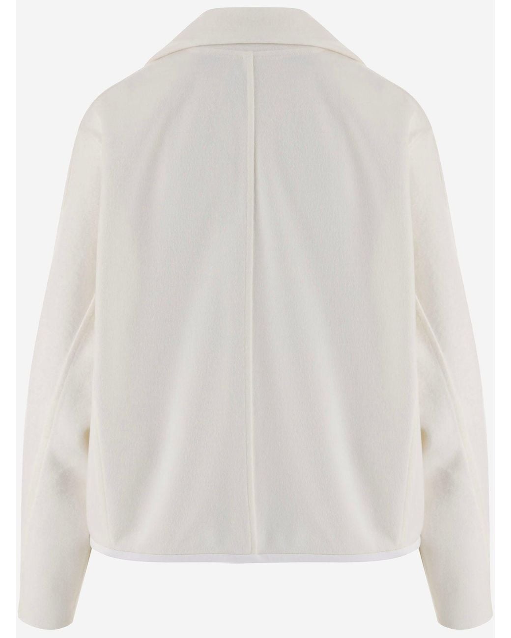 Giorgio Armani White Wool Sweater With Draped Collar And Straight Hem