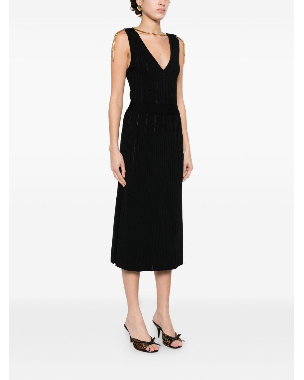 Elisabetta Franchi Black Knitted Midi Dress