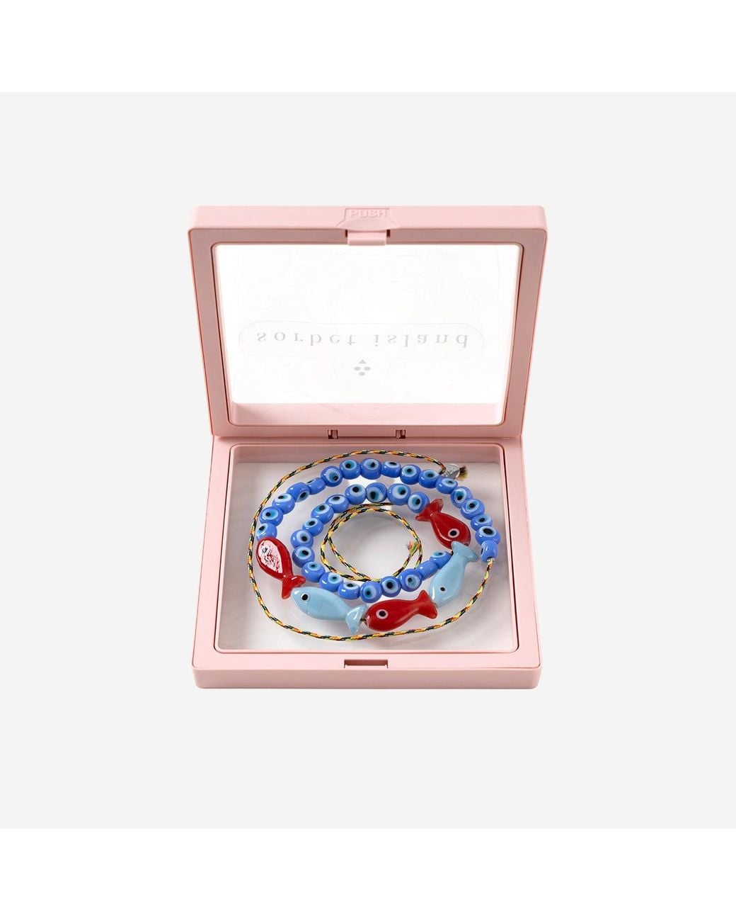 Sorbet Island Blue Fabric And Glass Bead Necklace