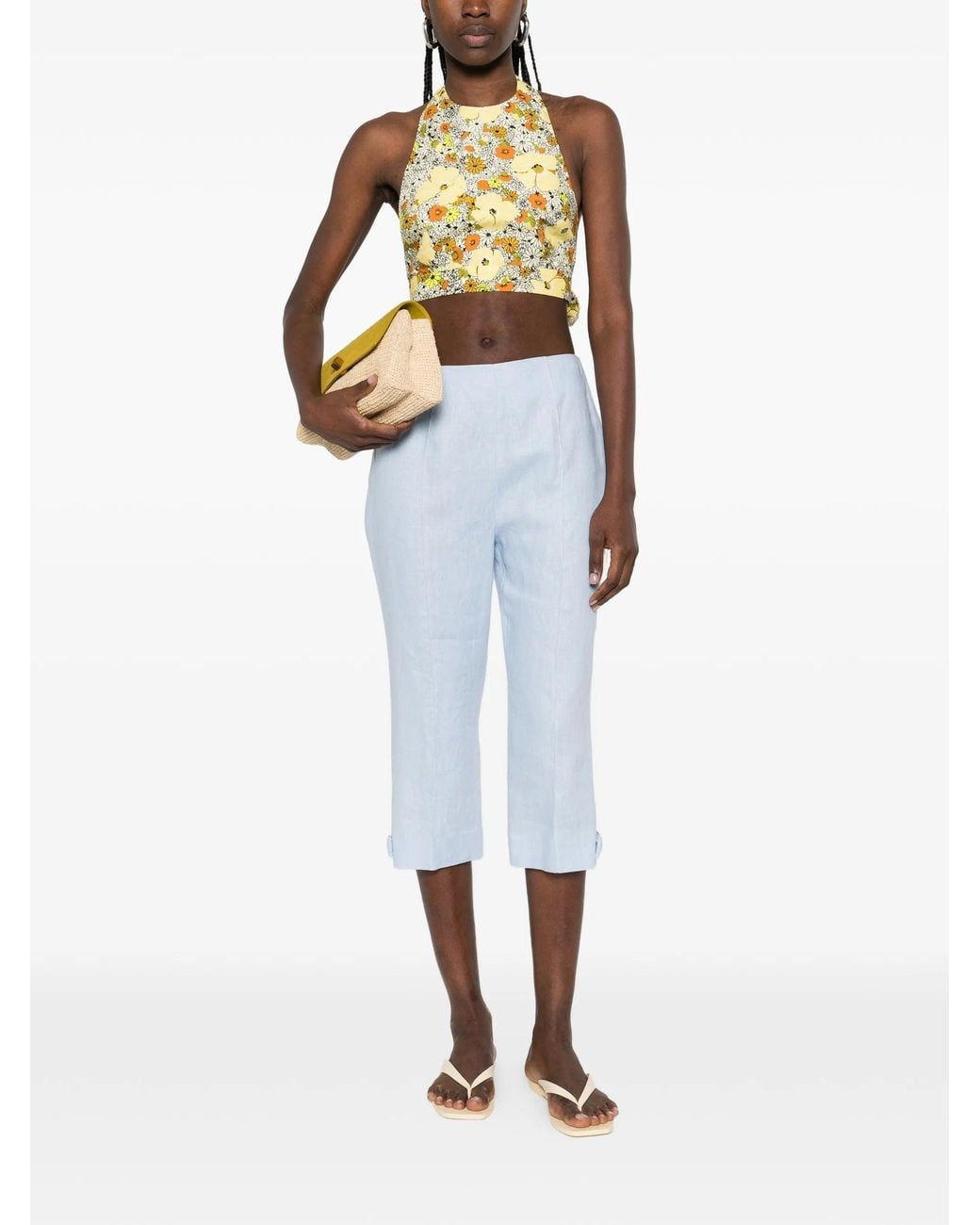 ALÉMAIS Metallic Blossom Halter Neck Top