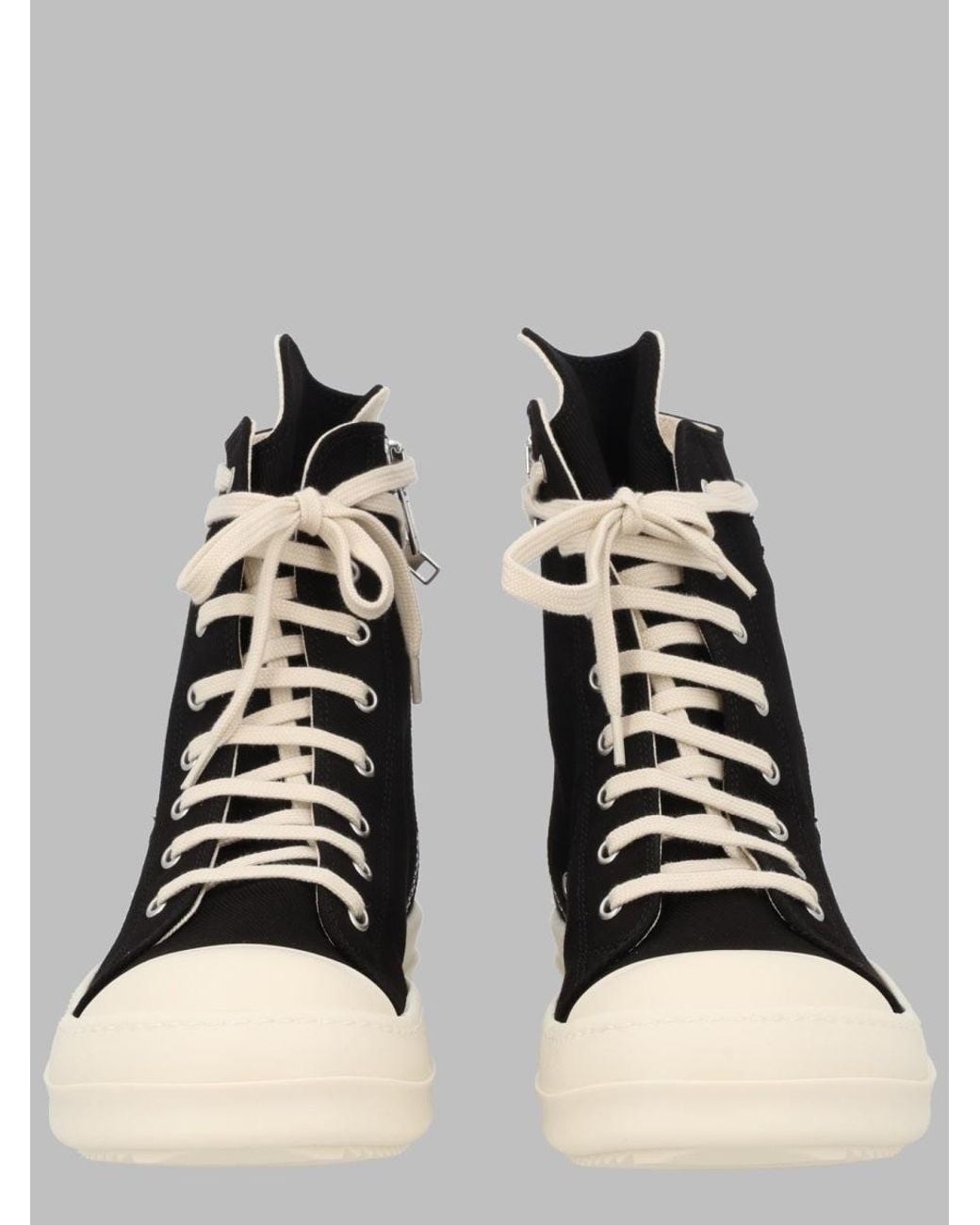 Rick Owens Black High-Top Canvas Lace-Up Sneakers for men