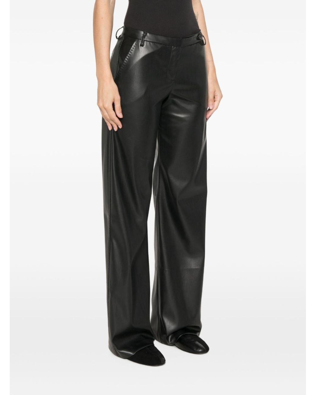 ERMANNO FIRENZE Black Faux Leather Trousers