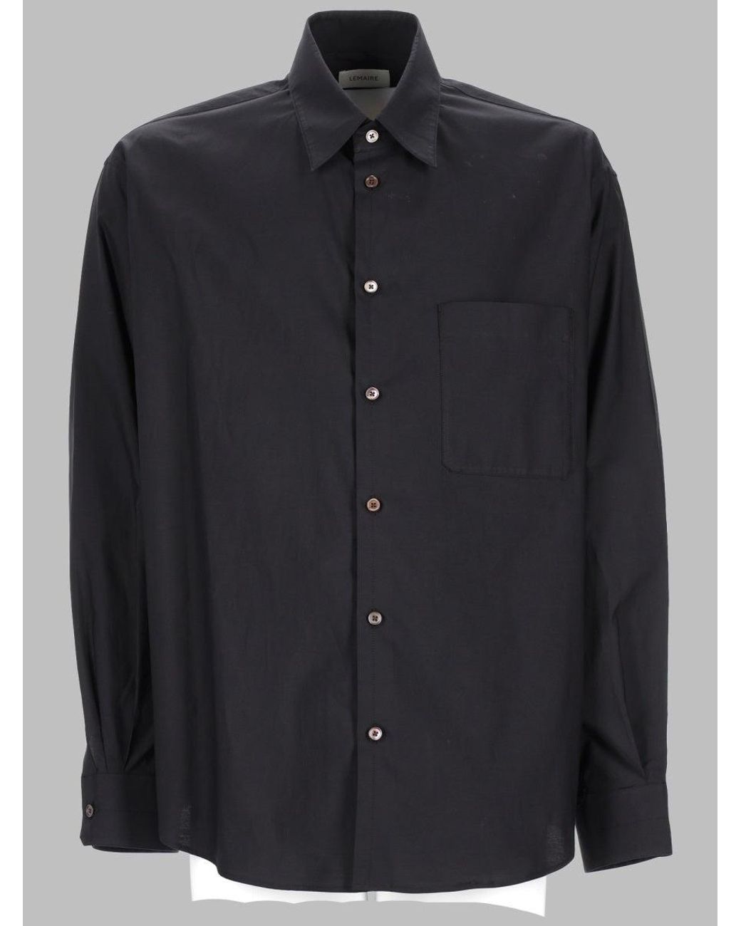 Lemaire Black Shirt Cotton-Silk for men