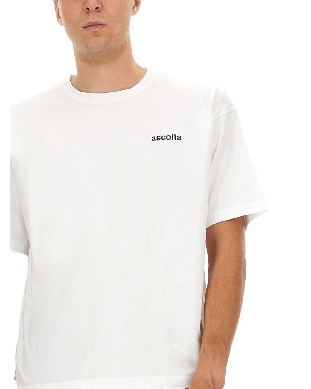Aspesi White T Shirt With "Listen" Print