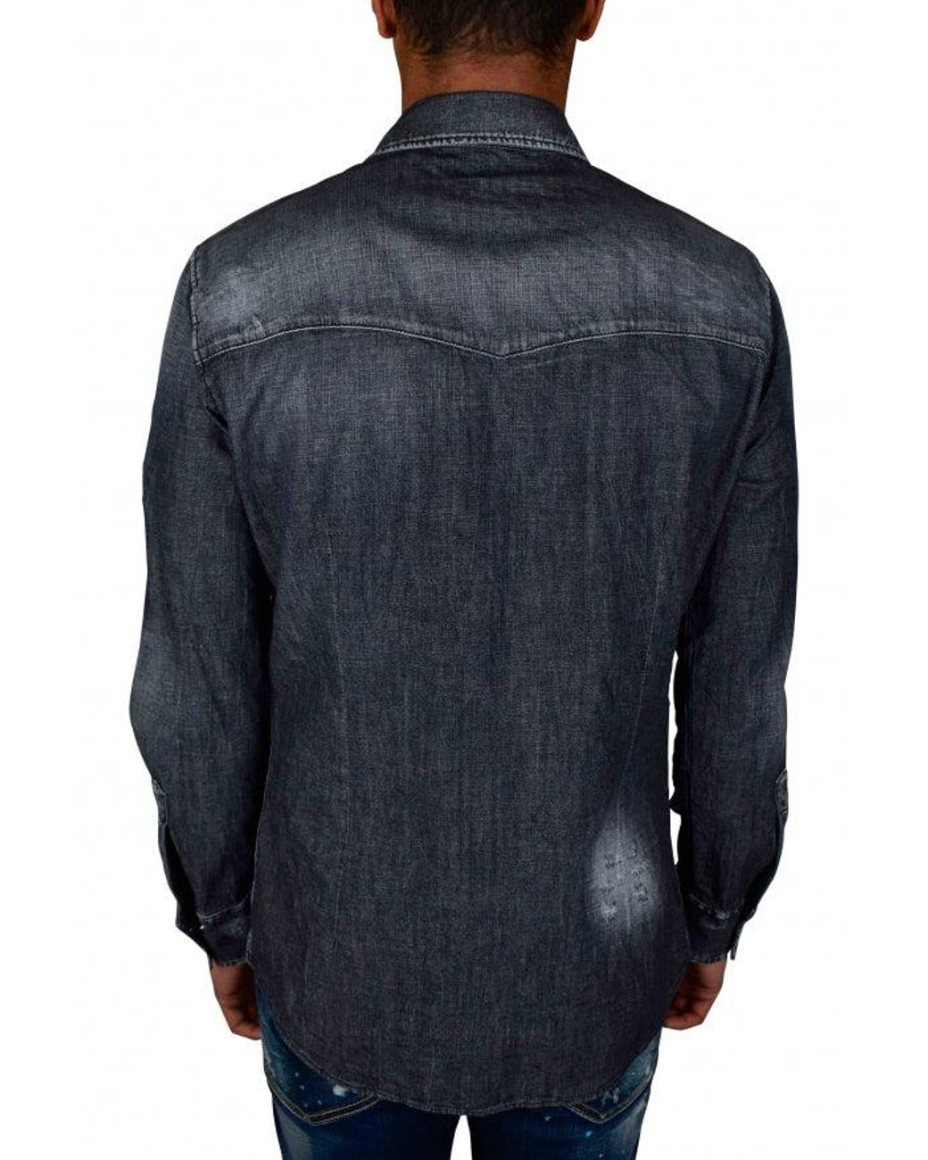 DSquared² Blue Cotton Denim New Western Shirt for men