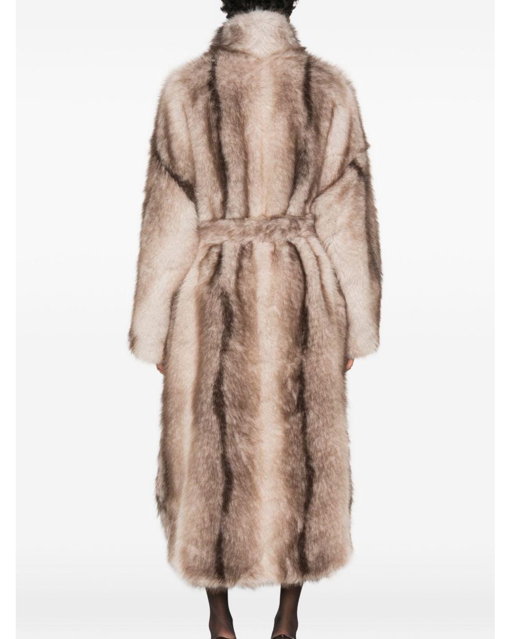 Frankie Shop Natural Ravello Faux Fur Long Coat