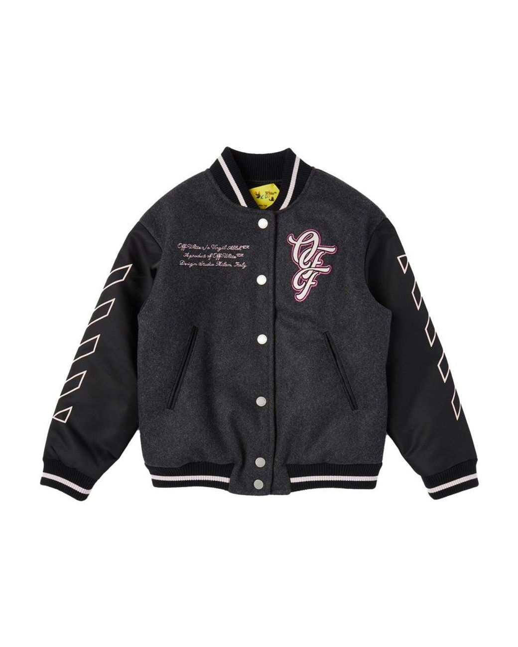 Off-White c/o Virgil Abloh Black Kids Patch Varsity Jacket