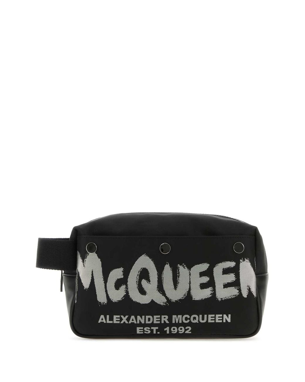McQueen Black Fabric Mc Queen Graffiti Beauty Case