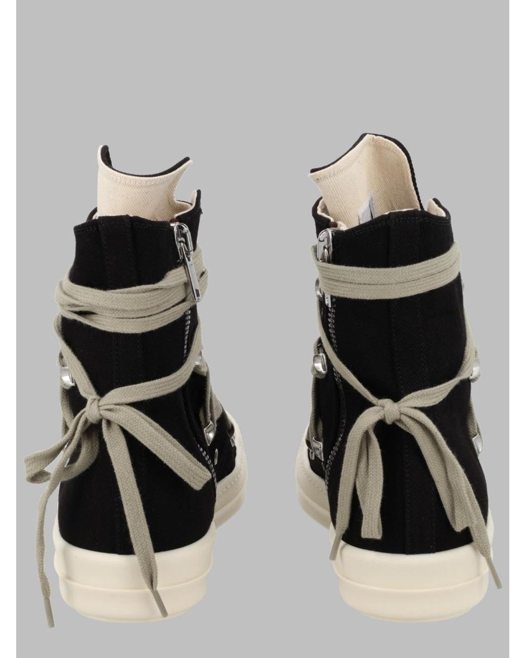 Rick Owens Black High-Top Lace-Up Sneakers for men