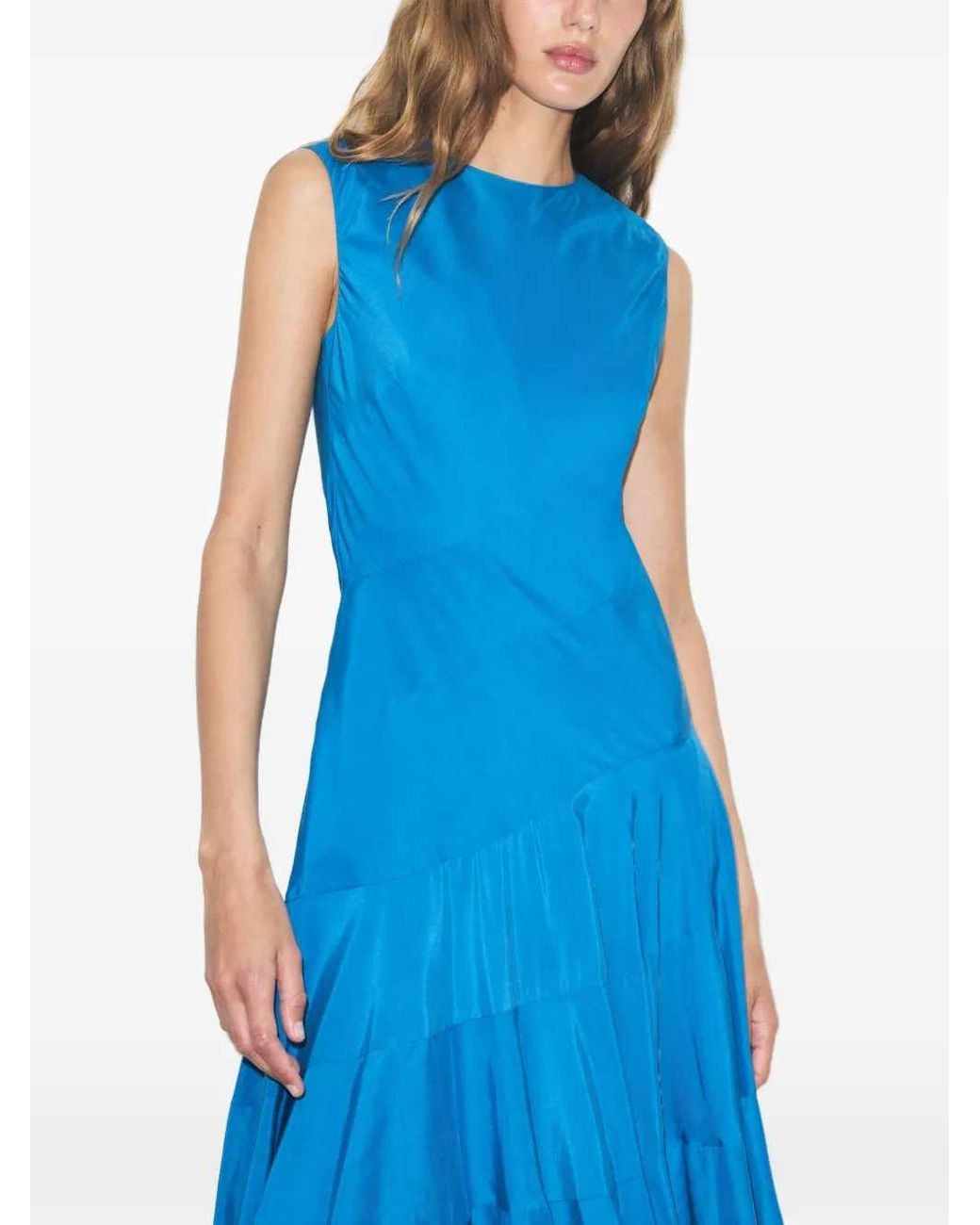 Tory Burch Blue Flared Cotton Silk Dress