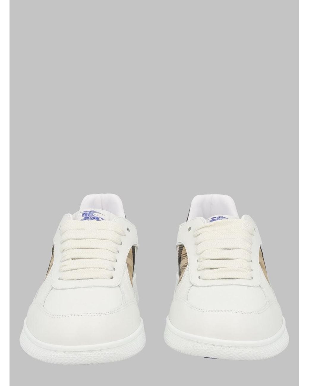 Burberry White Low-Top Leather Sneakers