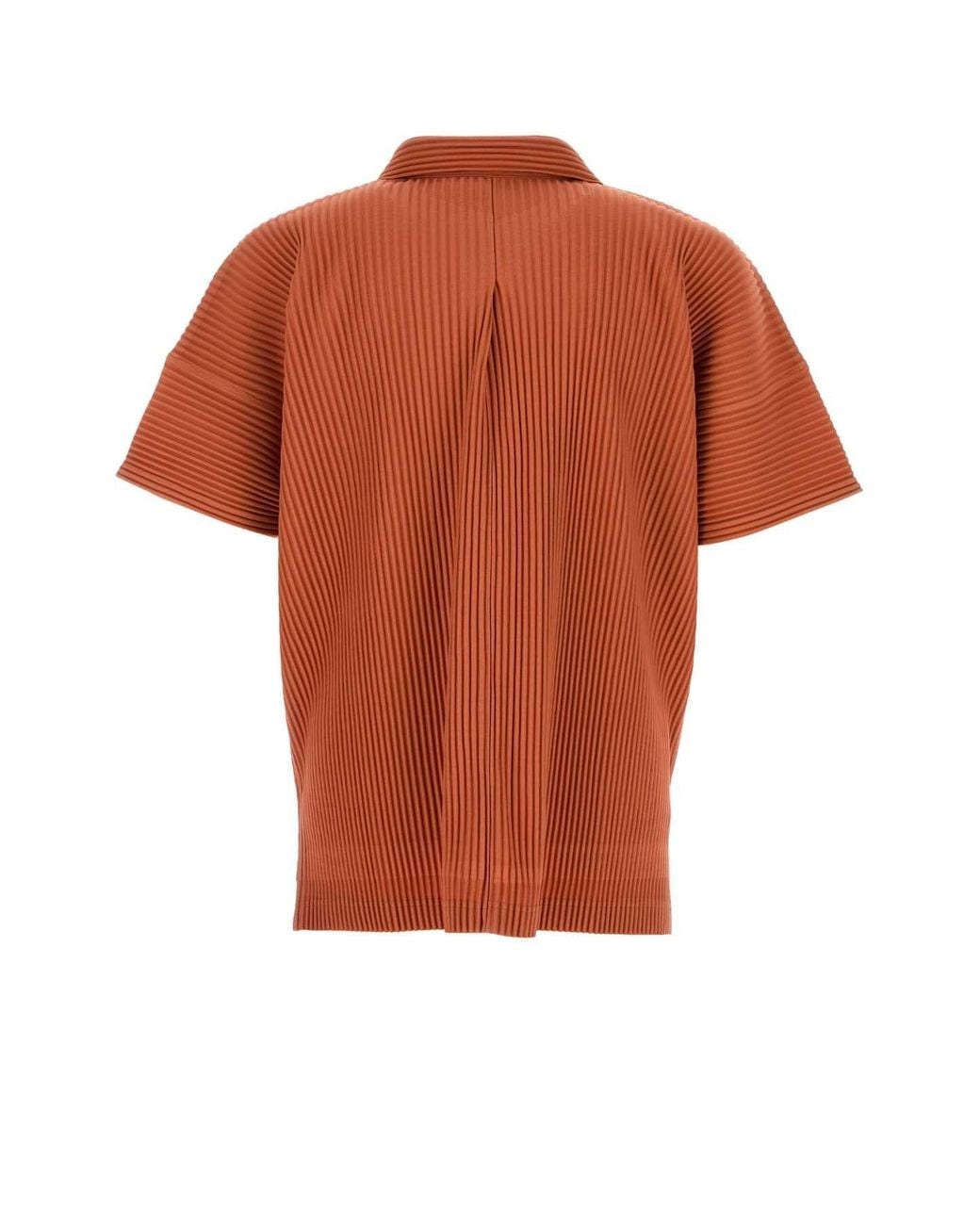 Homme Plissé Issey Miyake Orange Pleated Polyester Shirt for men