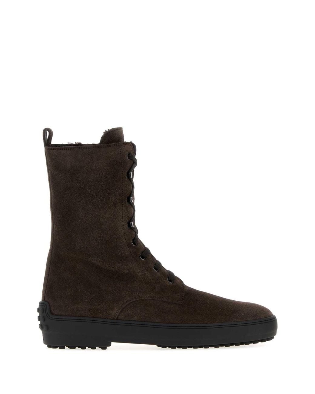 Tod's Black Suede Ankle Boots With Shearling Lining