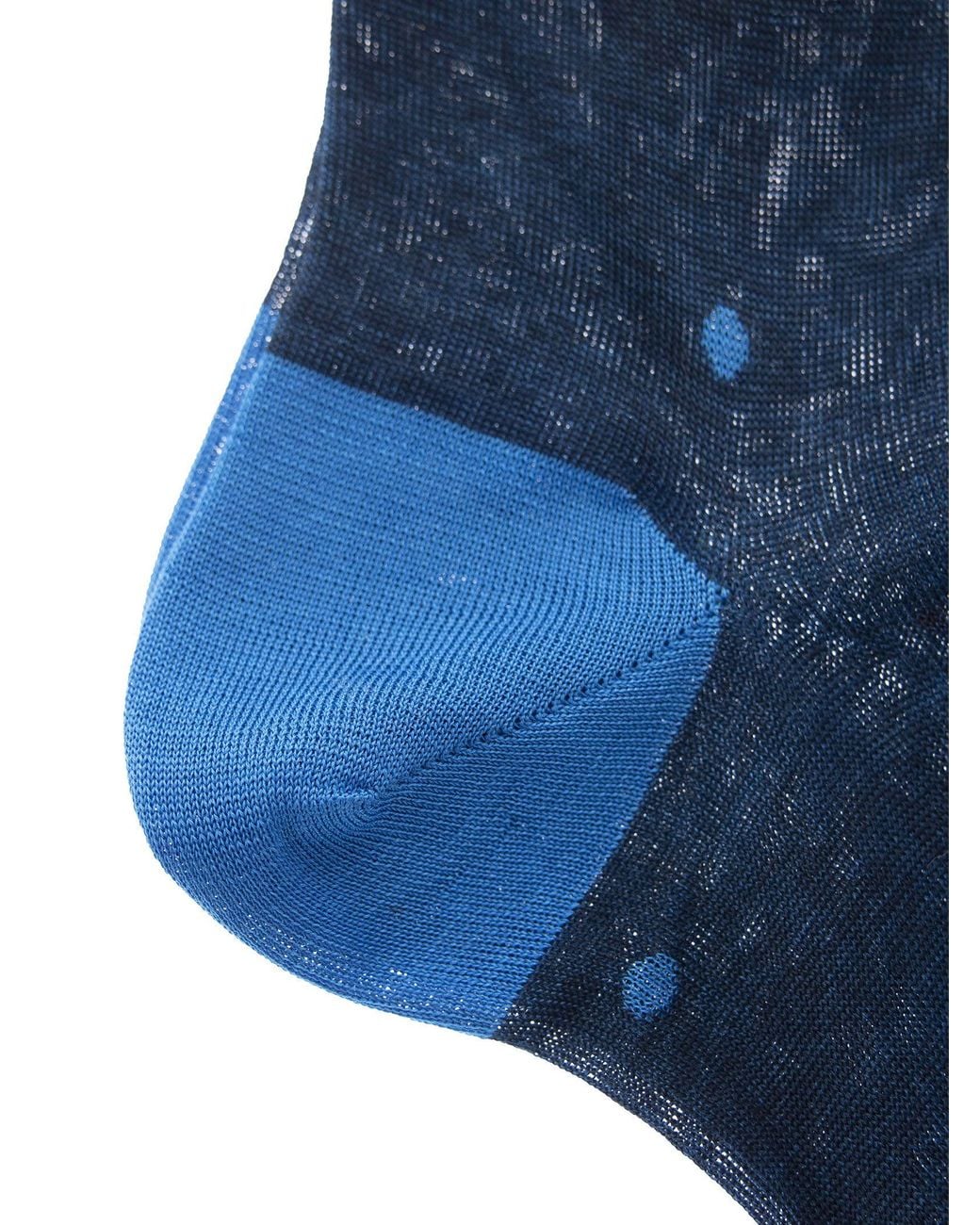Gallo Blue Polka Dot Cotton Long Socks