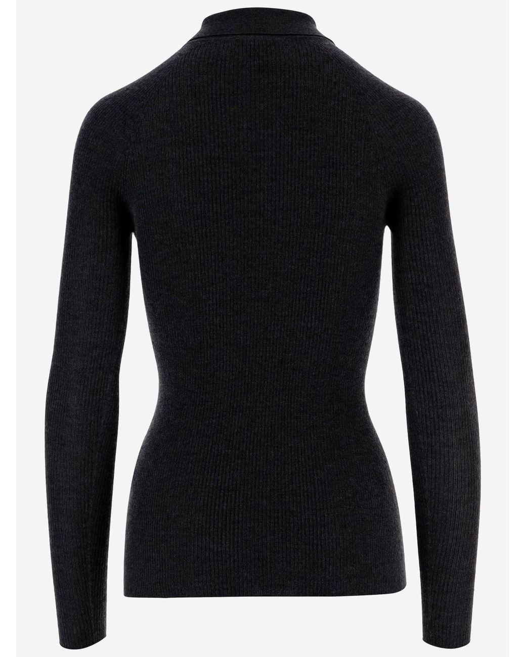 Sa Su Phi Black Long Sleeved Cashmere And Silk Polo Shirt