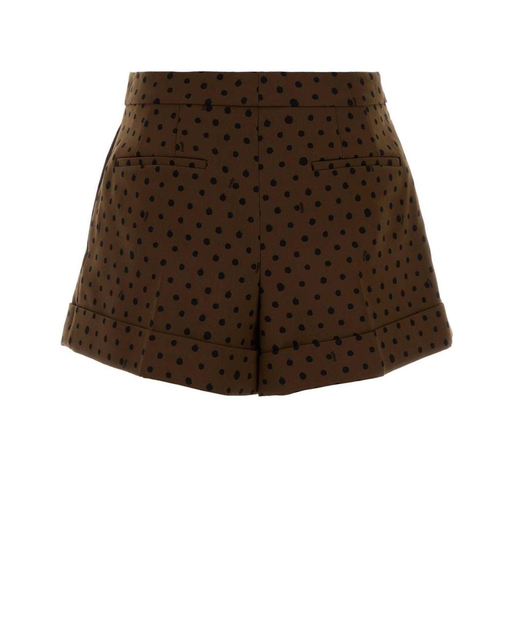 Fendi Brown Printed Stretch Wool Blend Shorts