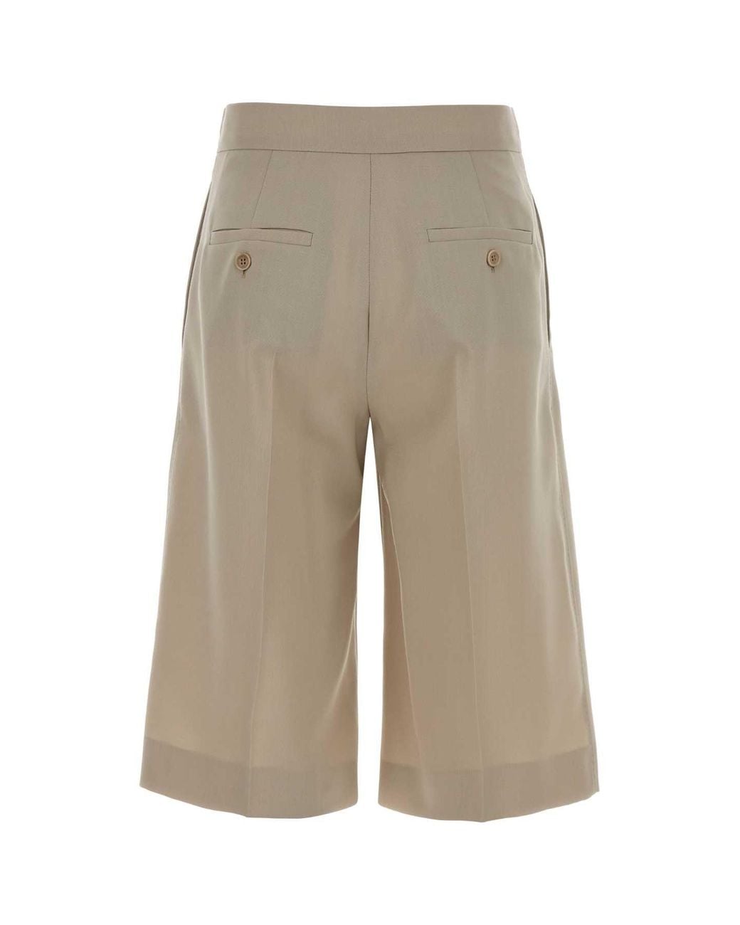 Max Mara White Sand Wool Blend Mile Bermuda Shorts