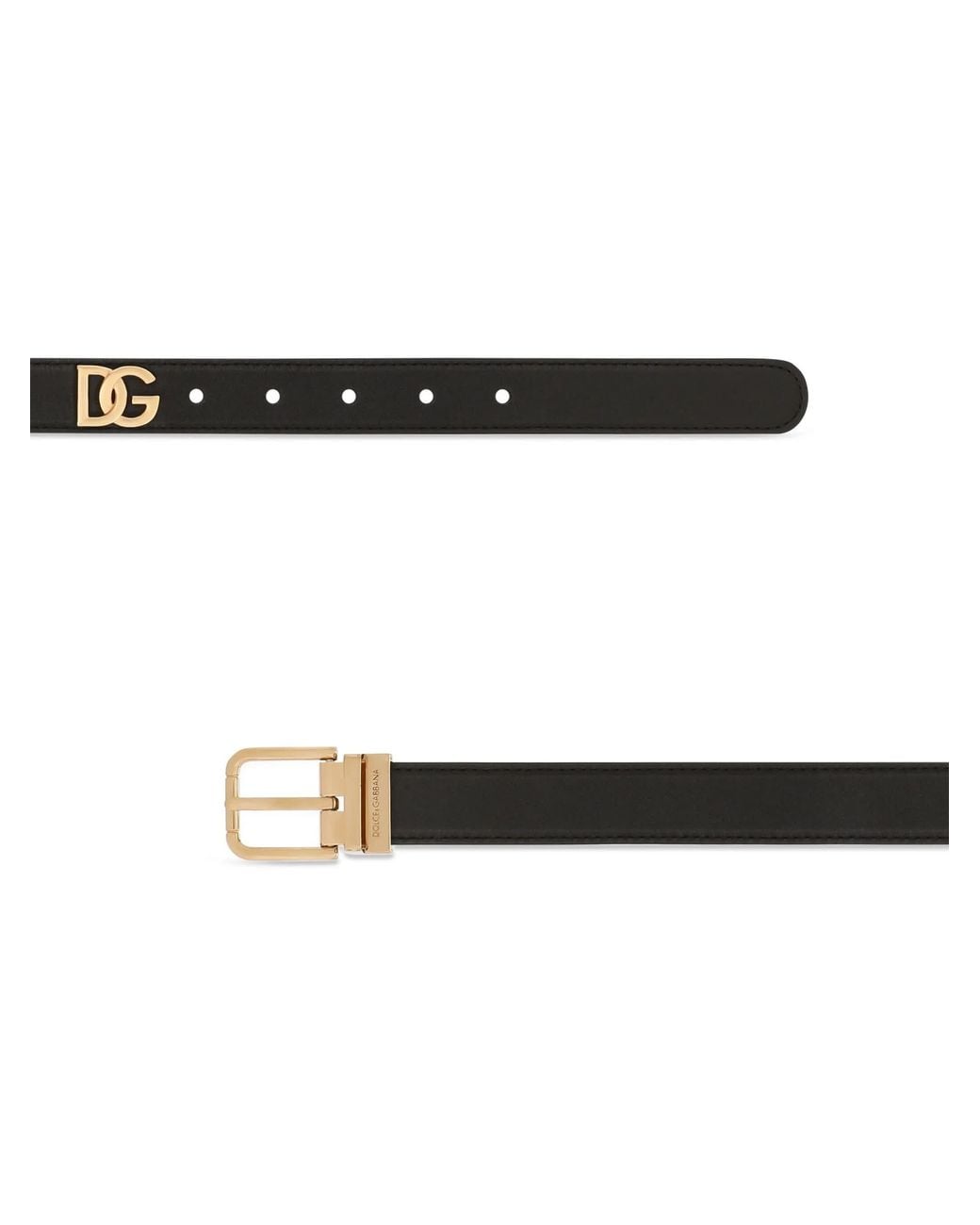 Dolce & Gabbana Black Signature Plaque Calfskin Belt