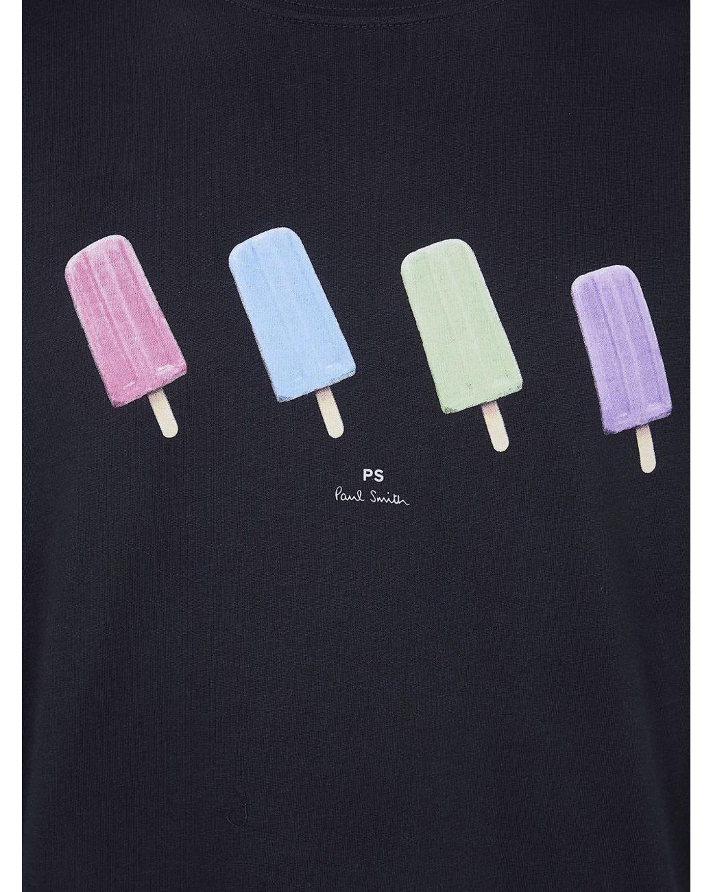 Paul Smith Blue Printed Cotton T Shirt