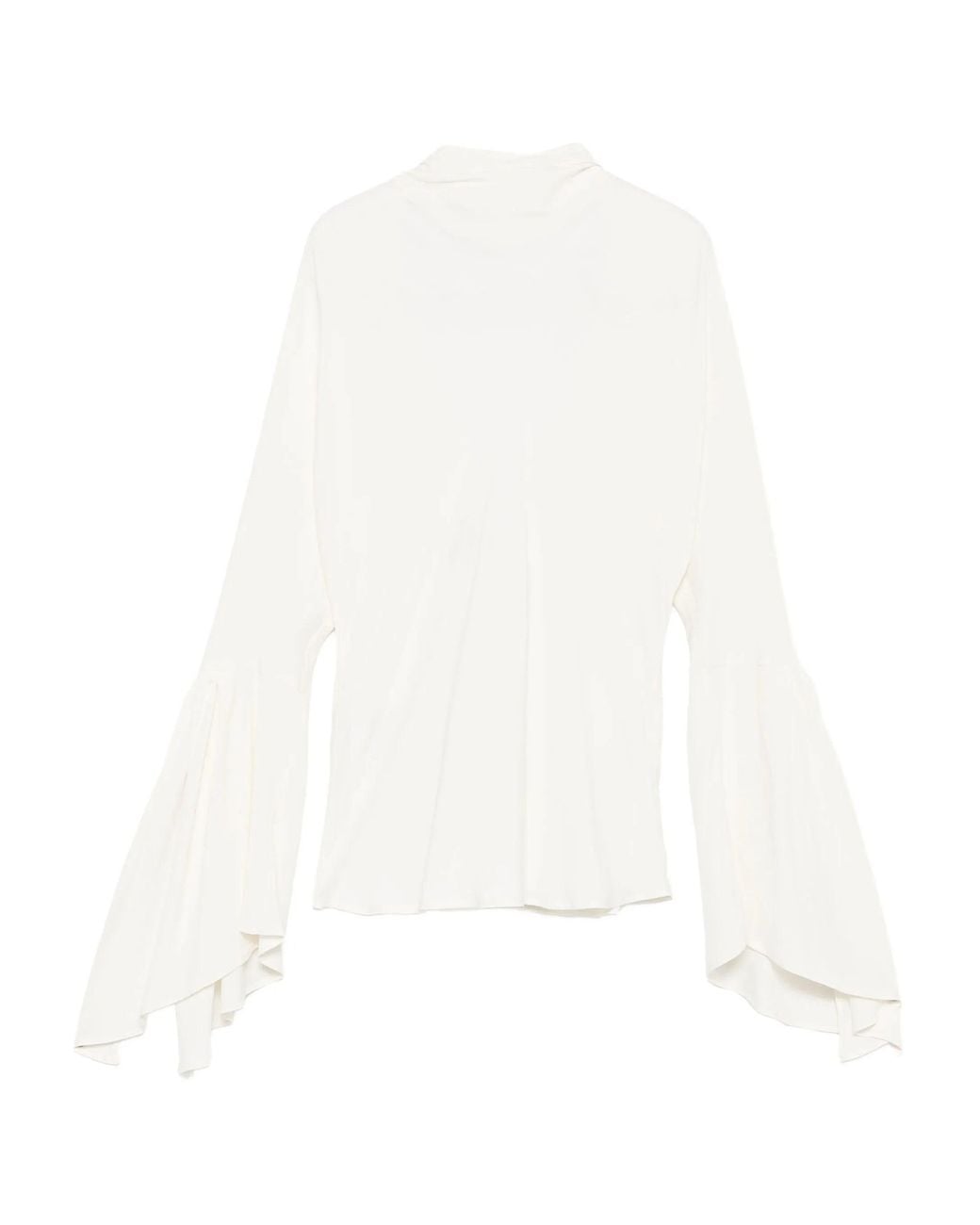 Pinko White High Neck Shirt With Flared Sleeves