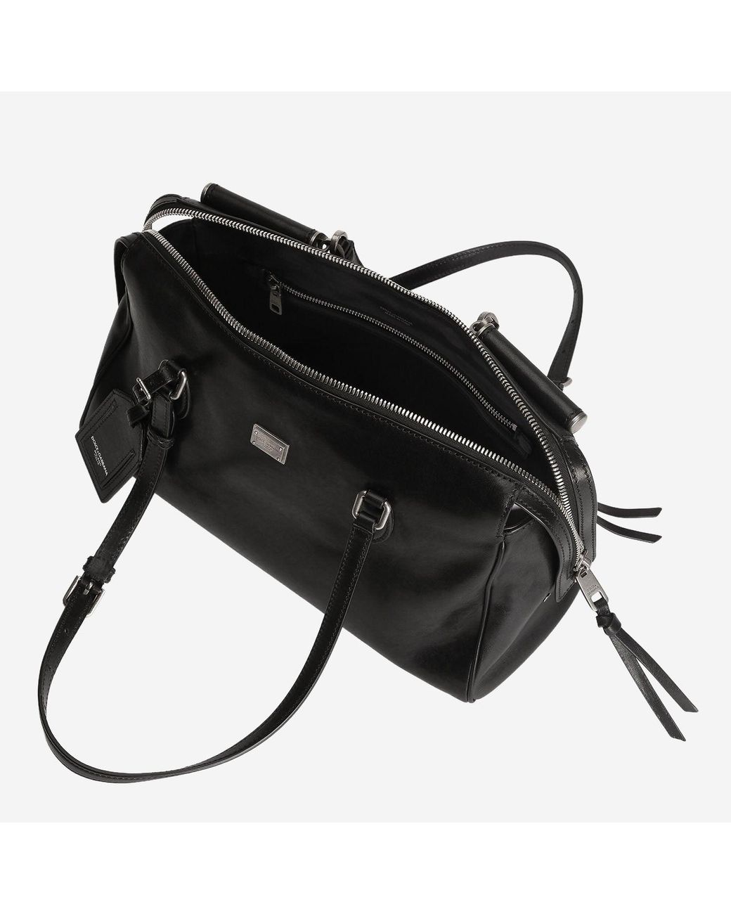 Dolce & Gabbana Black Vittoria Calfskin Leather Bag