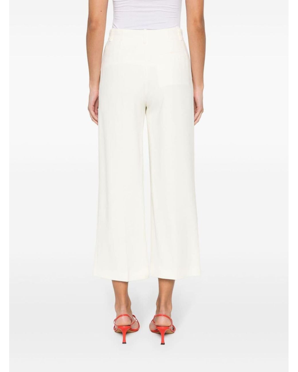 Erika Cavallini Semi Couture White Straight-Leg Cropped Trousers