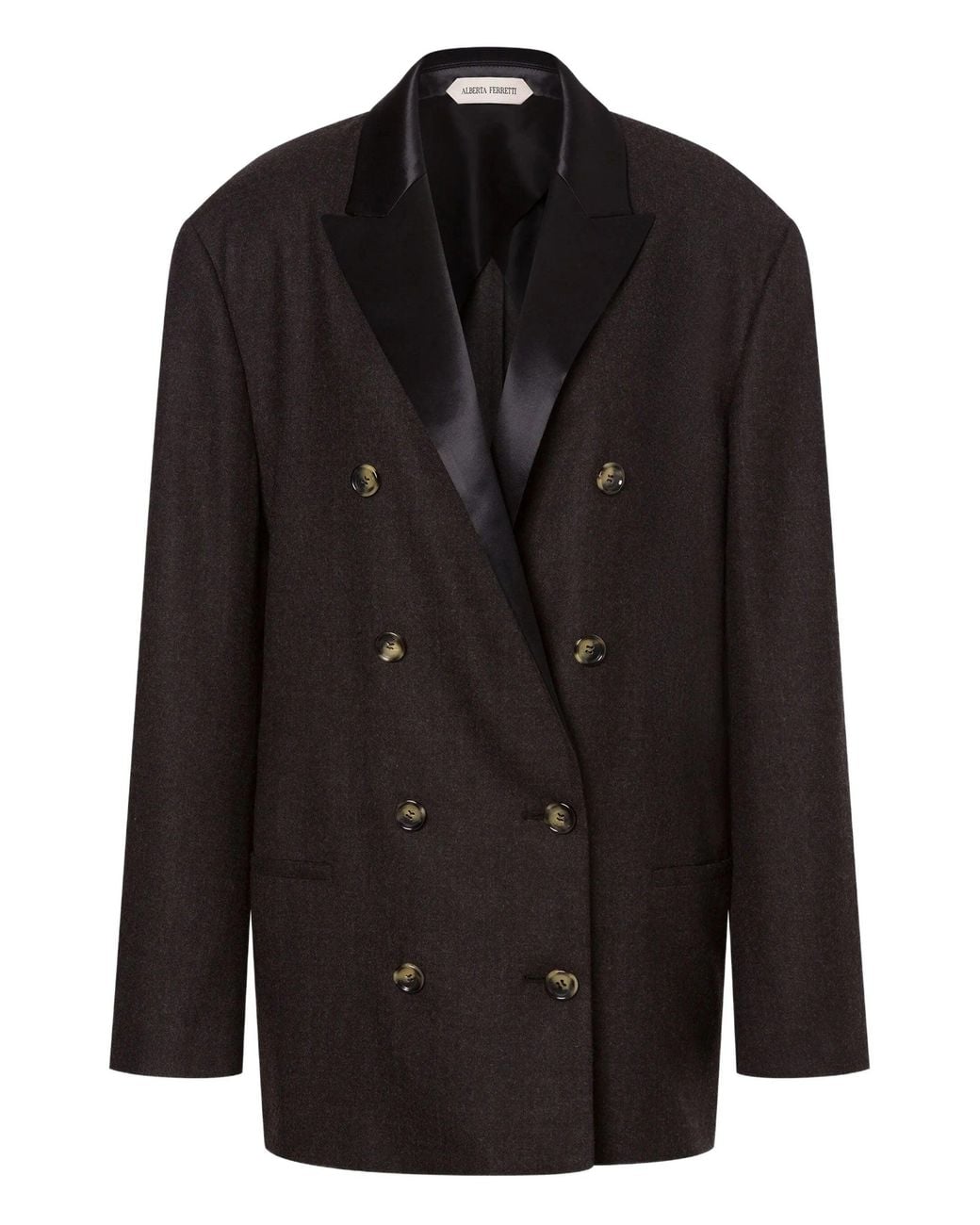 Alberta Ferretti Black Double-Breasted Wool Blazer