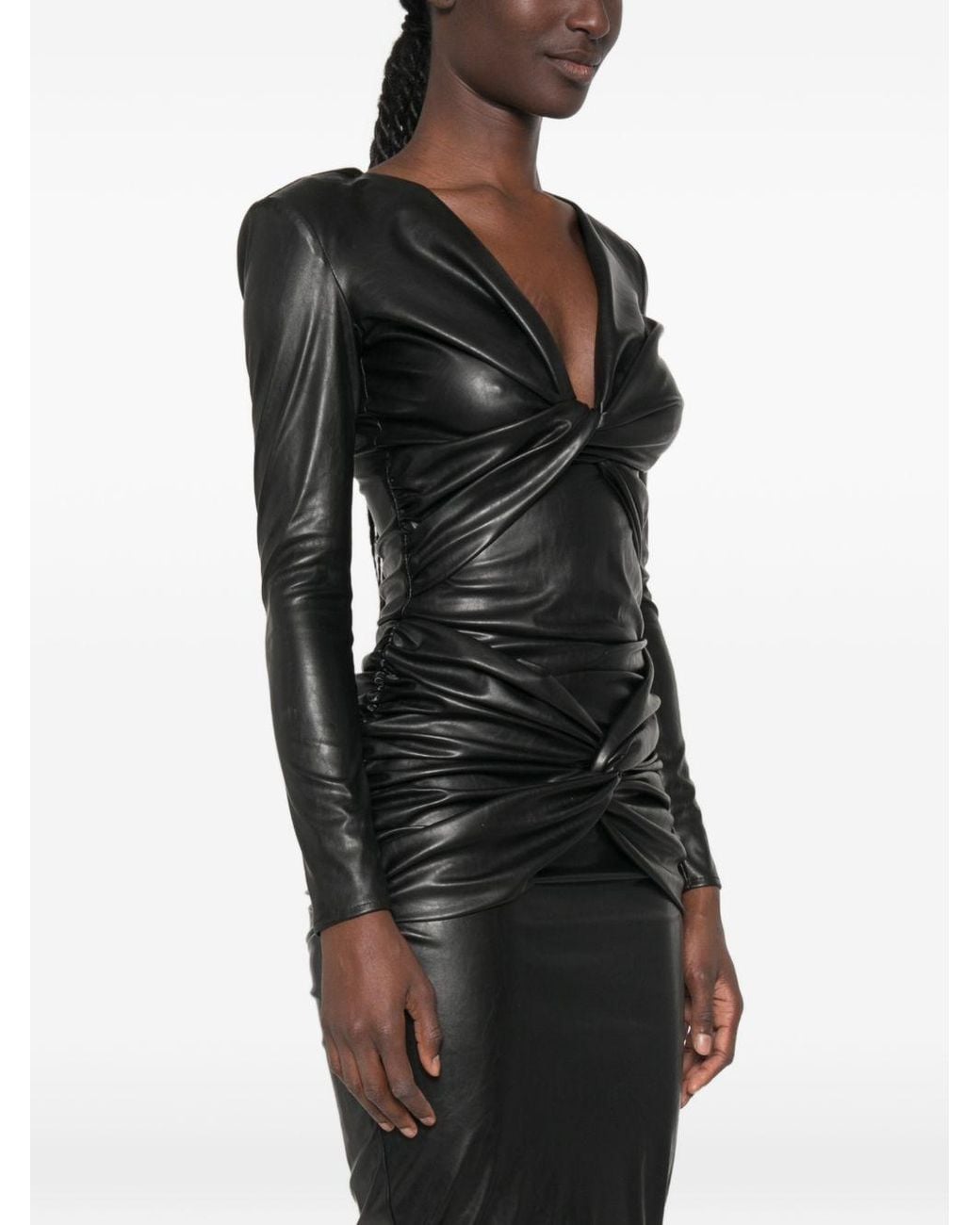 Elisabetta Franchi Black Twist Detail Long Sleeve Bodysuit